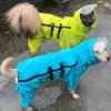 Dog Rain Coat Hooded Detachable Dog Raincoat Waterproof Dog Jump Suit Adjustable Dog Rain Jacket Reflective Large Dog Clothes