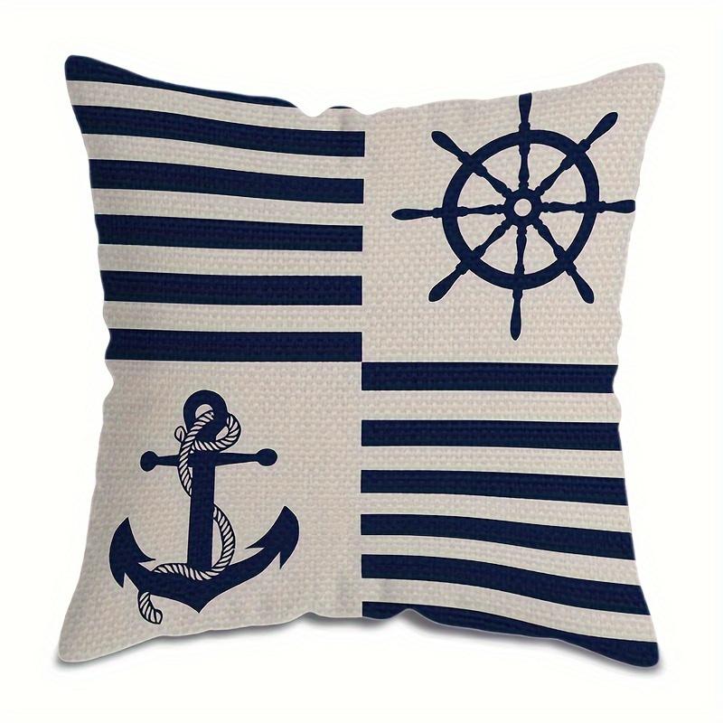 Federe per Cuscini a Forma di Ancora e Barca a Vela Blu Nautico Federe Quadrate per Cuscini da Letto e Divano Copricuscini per Sedie del Soggiorno Decorazione per la Casa Regalo