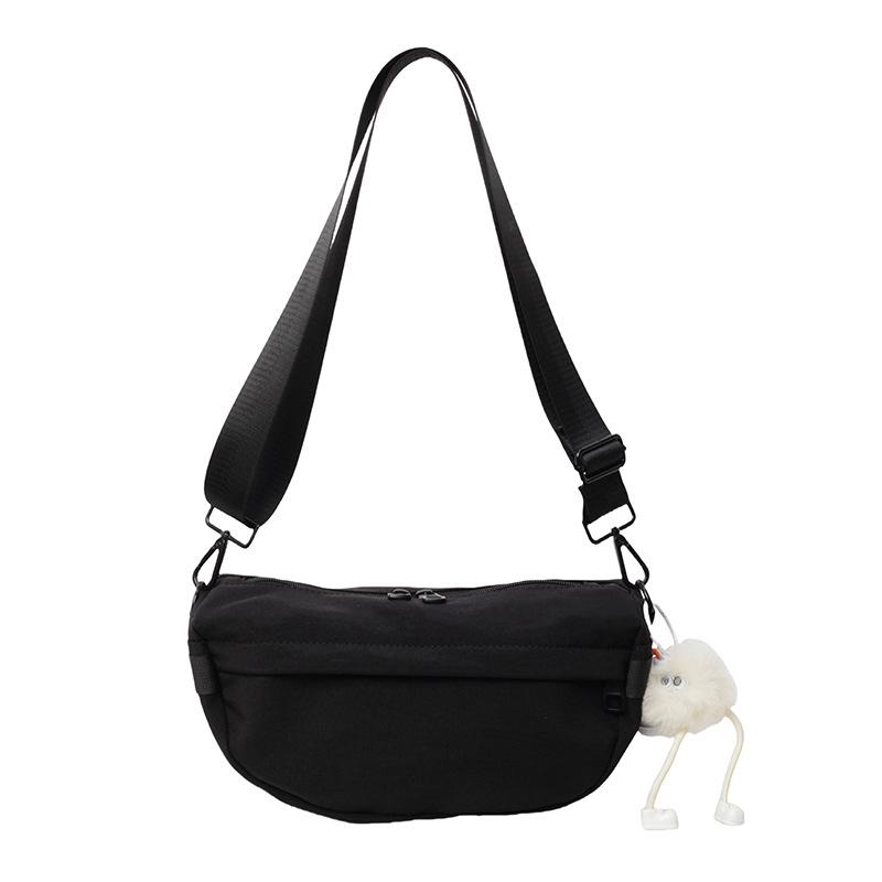 Casual Cloth Bag Small Bag Travel Messenger Bag New Trendy Fashion Versatile Shoulder Bag Women's Solid Color Dumpling Bag