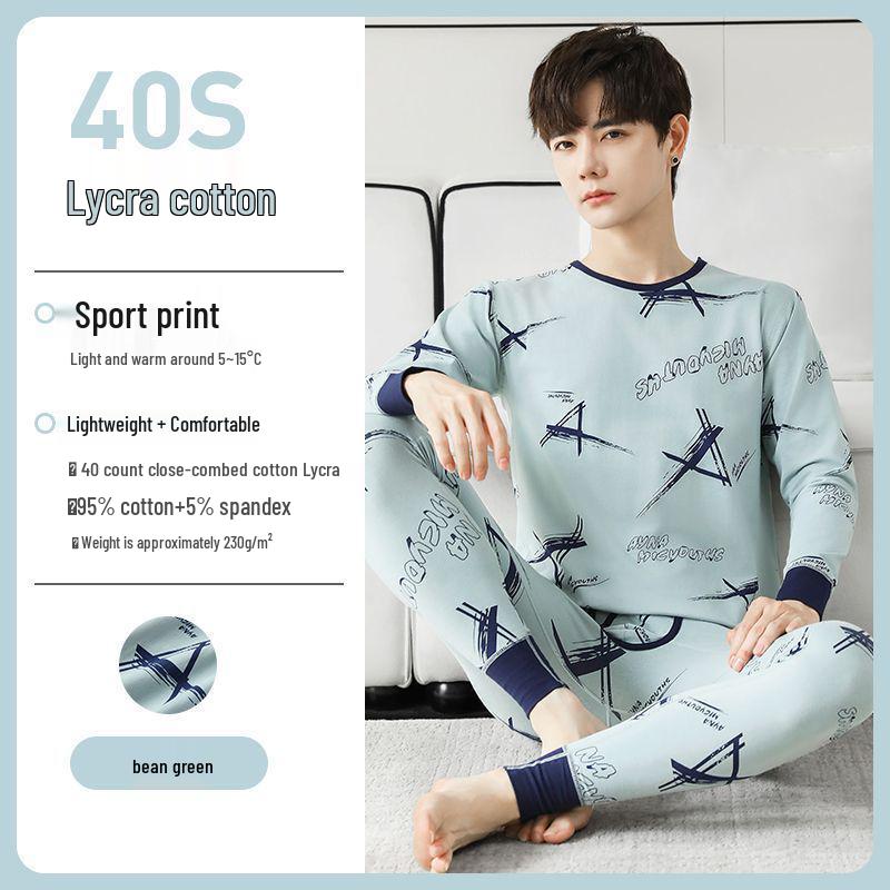 Men s Autumn Cotton Set: Teen/High School Boys Thermal Base Layer for Warmth 2XL бобово-зеленый