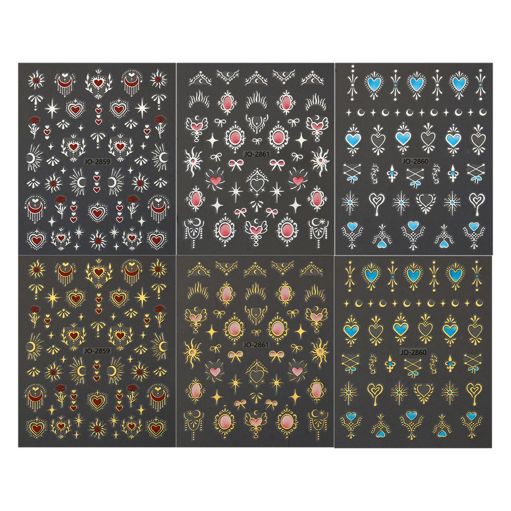 New Nail Art Stickers 6-piece Set Bronzing Bohemian Totem Love Stickers
