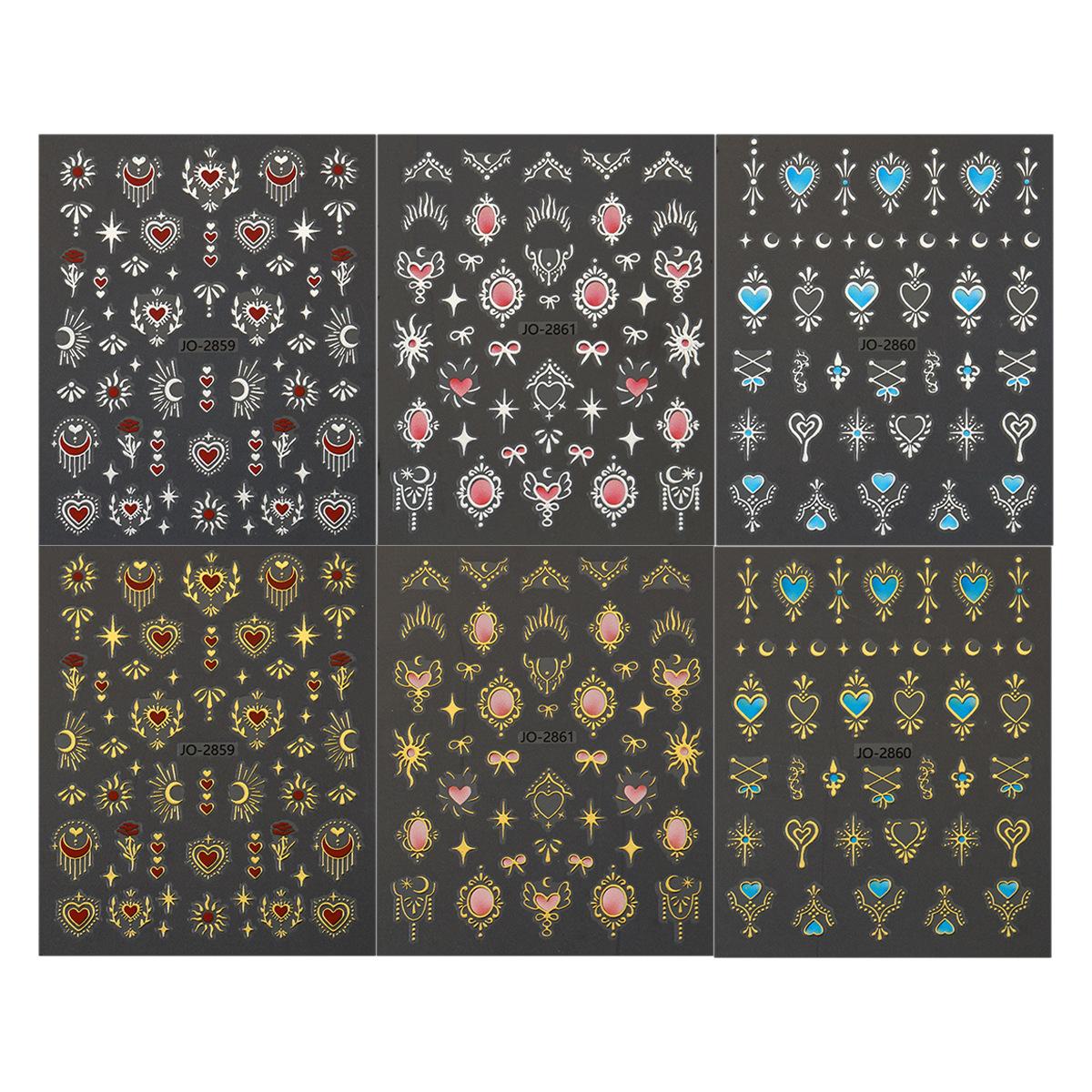 

New Nail Art Stickers 6-piece Set Bronzing Bohemian Totem Love Stickers