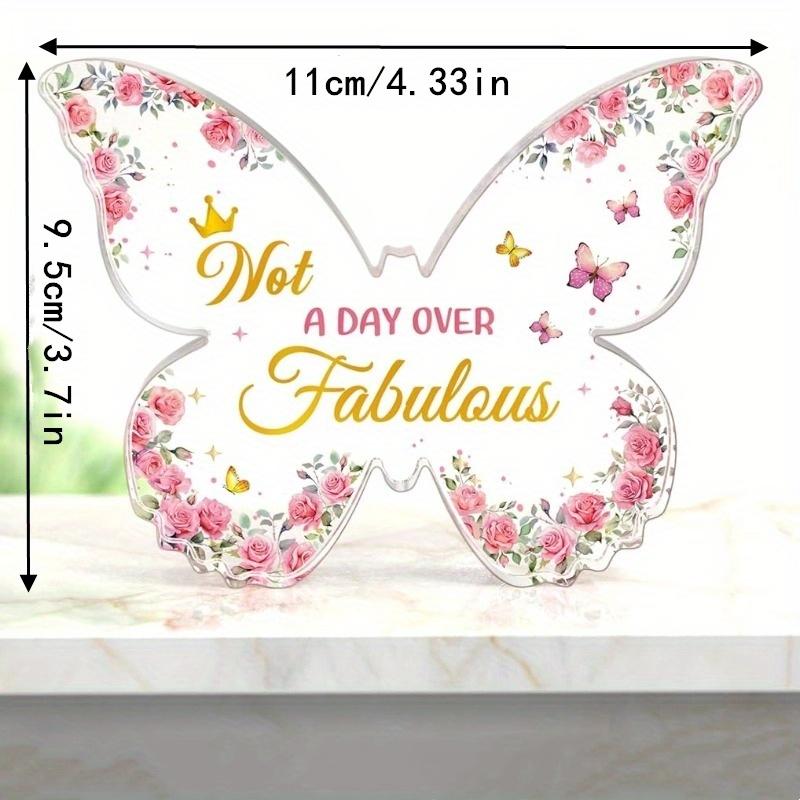 LUNEKKH Fjärilsplakett - Rosa Blommig Födelsedagspresent till Kvinnor & Systrar