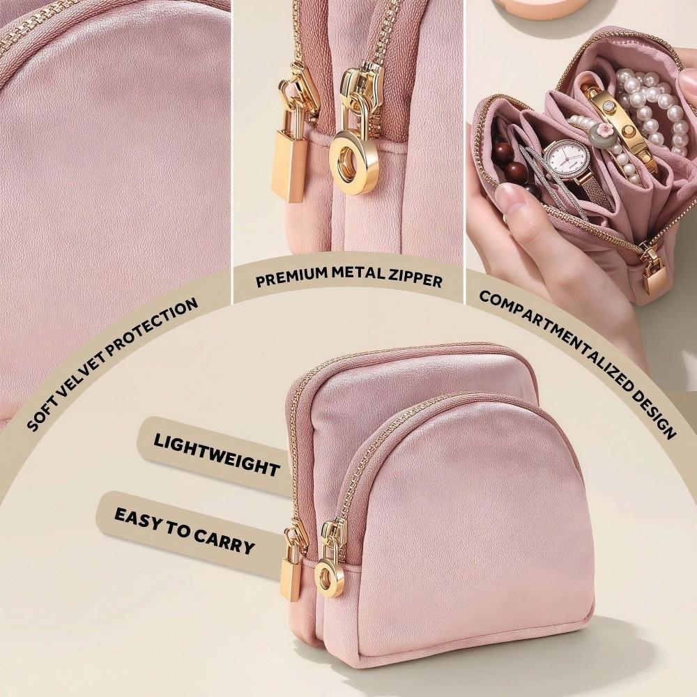 Soft Velvet Travel Jewelry Case Slim Size Detachable Jewelry Organizer Partition Jewelry Bag