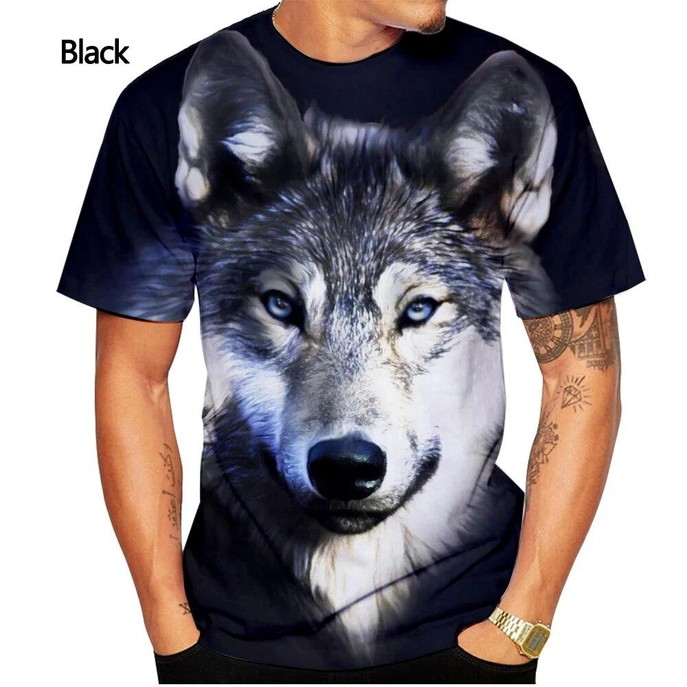 2022 New Fashion Wolf Man Short Sleeve 3D-printed Casual T-shirt