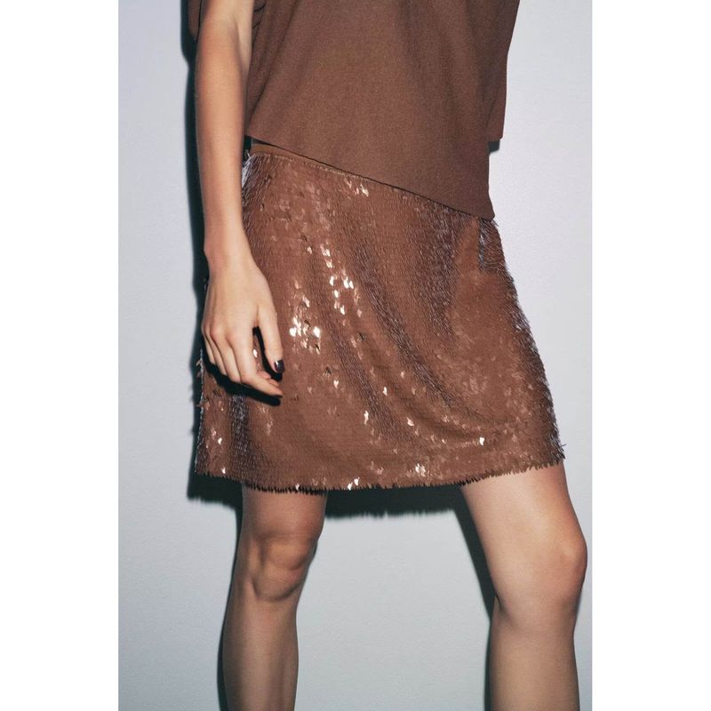 Za Export New Arrival Women's Clothing ZR Fashion Style French Fashion Sequin Easiest for Match Mini Skirt 3920104 700