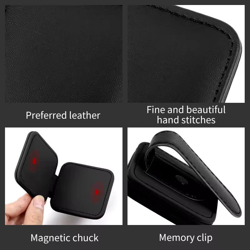 AZXL7 Car Sunglasses Holder Magnetic Leather Clip Ticket Holder For Alfa Romeo giulia stelvio giulietta 159 147 156 166 Car Accessorie
