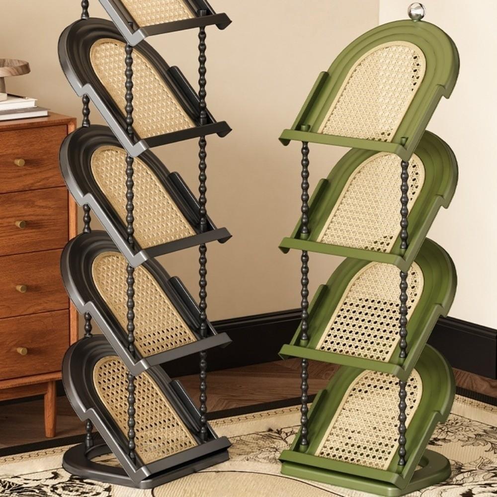 Großkapazität Rattan Geflochten Boden Schuhregal Vertikaler Schuhaufbewahrungsorganizer Wohnzimmer