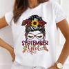 MOMO Printed Women's Short-Sleeved T-shirt round Neck Graphic Top Aesthetic Clothing Summer polyester fabricfor Women Model