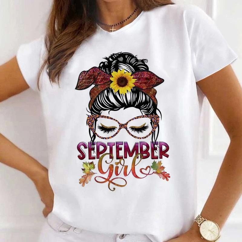 MOMO Printed Women's Short-Sleeved T-shirt round Neck Graphic Top Aesthetic Clothing Summer polyester fabricfor Women Model