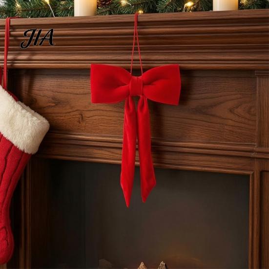 Indoor Festive Wall Decorations Velvet Bow Christmas Decoration, Soft Plush Xmas Tree Elegant Bows for Door Lintels Ornament DIY Wall, Mirror, Wreath,