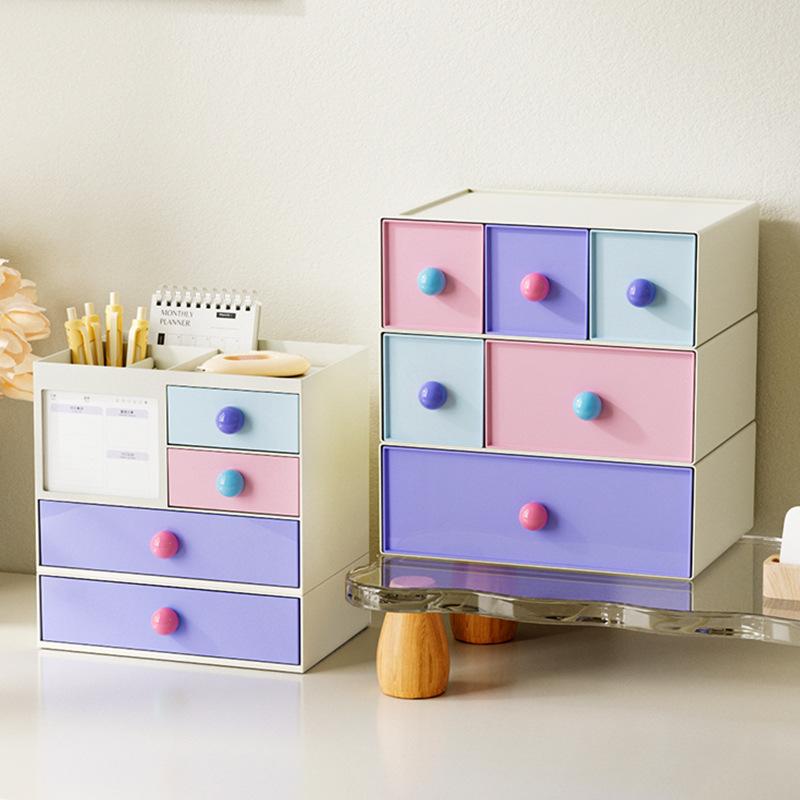 Desktop Drawer-Style Storage Box Dopamine Ins Style Student Desk Stationery Organization Large-Capacity Stackable Storage Rack