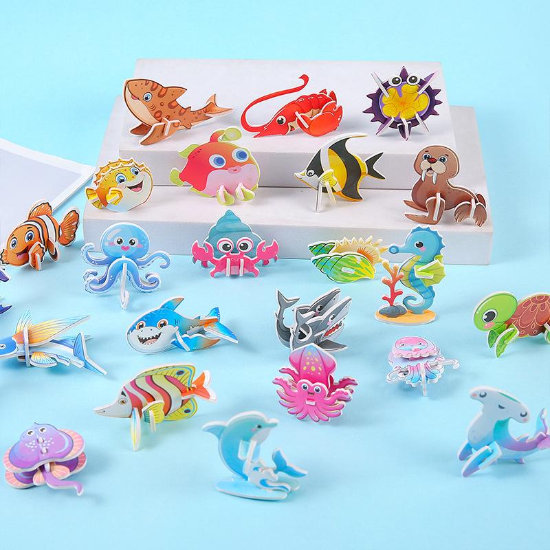 30Pcs Cartoon 3D Animal Insect Theme Paper Jigsaw Puzzles Kids Educational Toys Birthday Favors School Rewards Pinata Fillers