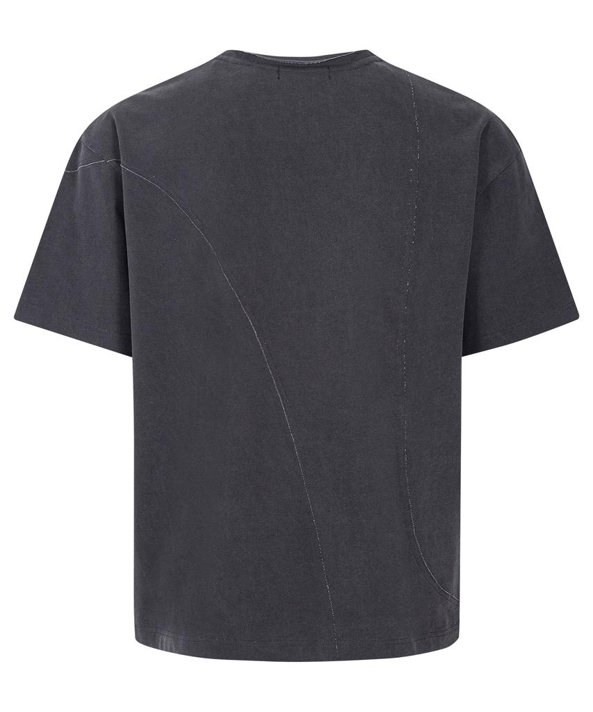 Eichijig Pigment Raw-Edge Asymmetric Panel T-Shirt -Dusty Gray