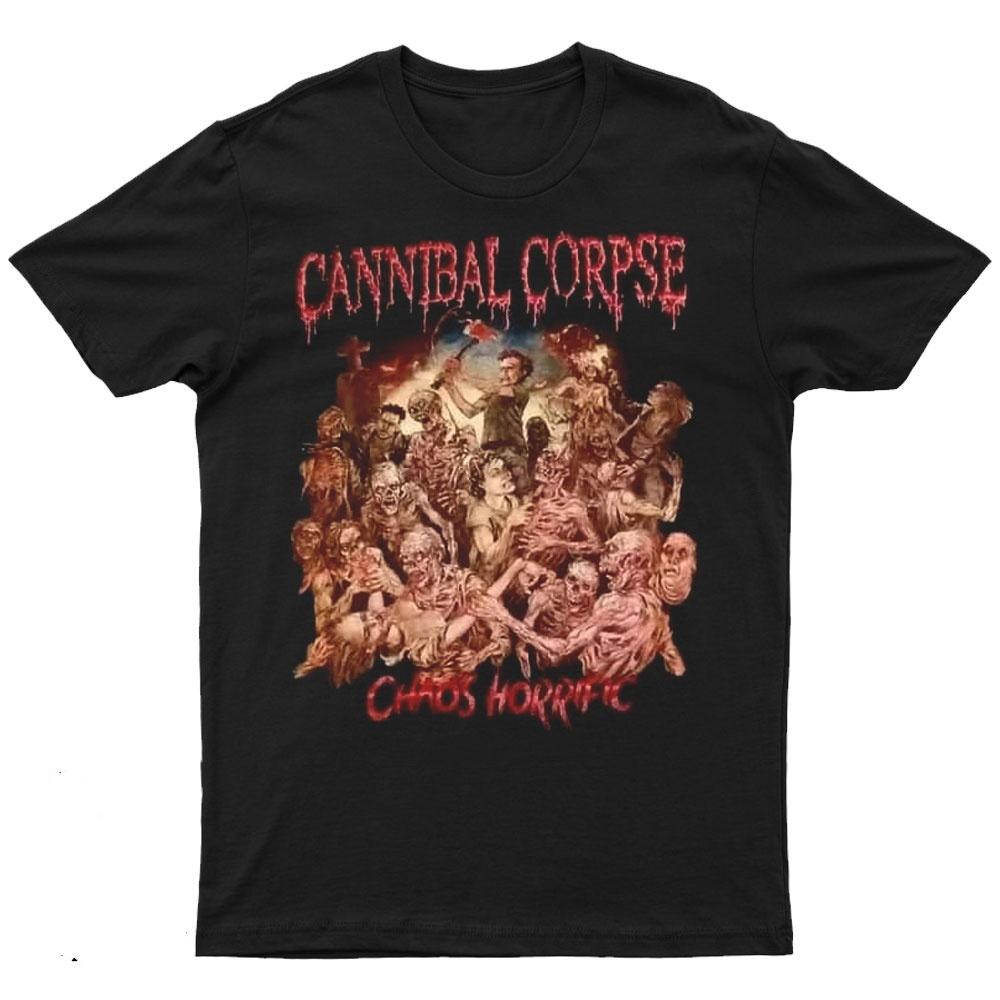 2025 New CANNIBAL CORPSE - Chaos Horrific Cover Printed Unisex Street Fashion Trend Short Sleeved Pure Cotton Round Neck