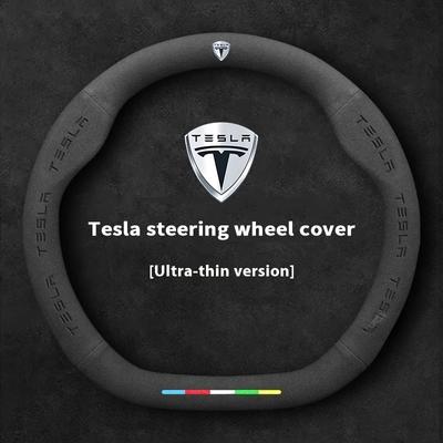 For Model 3 Y S Model X Roadster Car Suede Anti-slip Breathable Car Steering Wheel Cover Auto Accessories