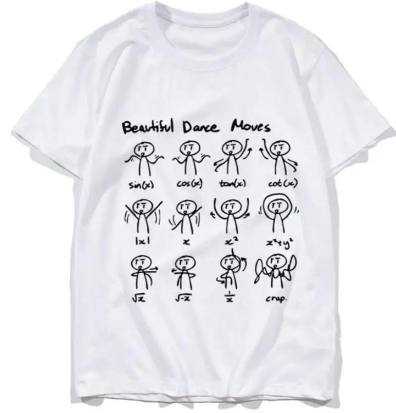 Women's round Collar Short Sleeve T-shirt INS Fashion Mathematical Formula Print Casual Summer Top Polyester Fabric