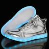 New Luminous Shoes High-top Men's Casual Shoes Children's Trendy Shoes Fashion Mirror Dazzling Lights Shoes Velcro Classmates