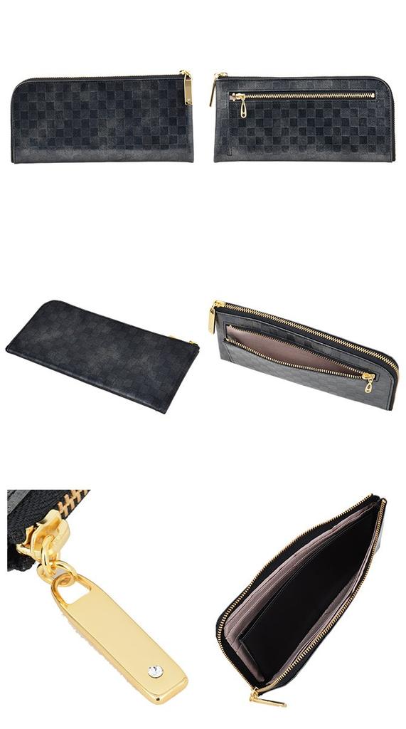 LiBERTE zipper long wallet 0352007 Black L-shaped