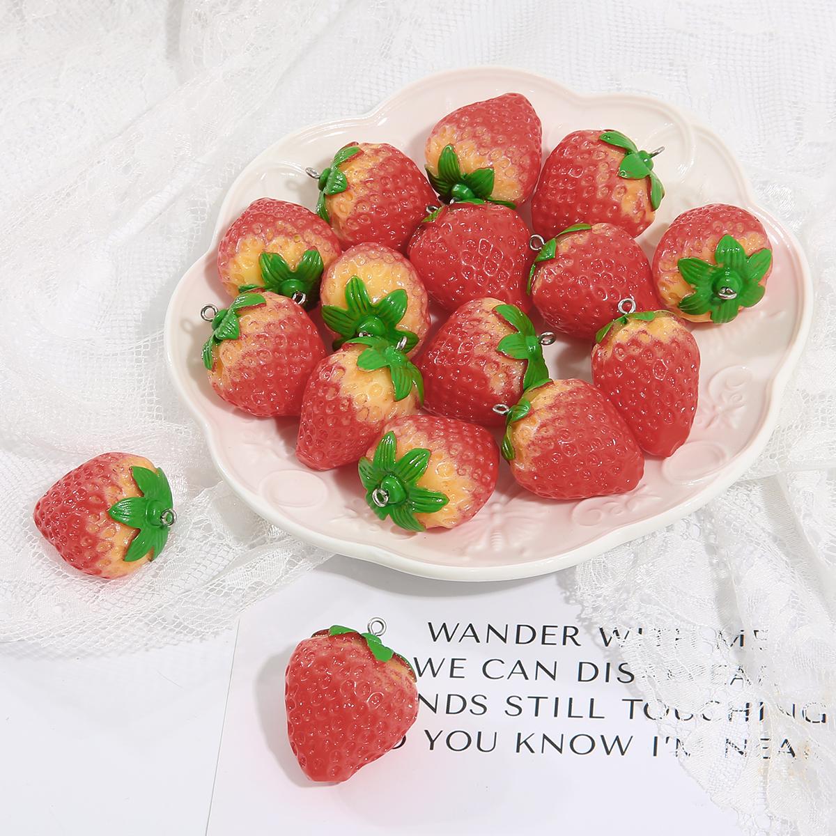 

2 шт. красные 3D клубничные фрукты из смолы, подвески, бусины, подвеска для серег «сделай сам», ювелирные аксессуары 28x36mm 2pcs