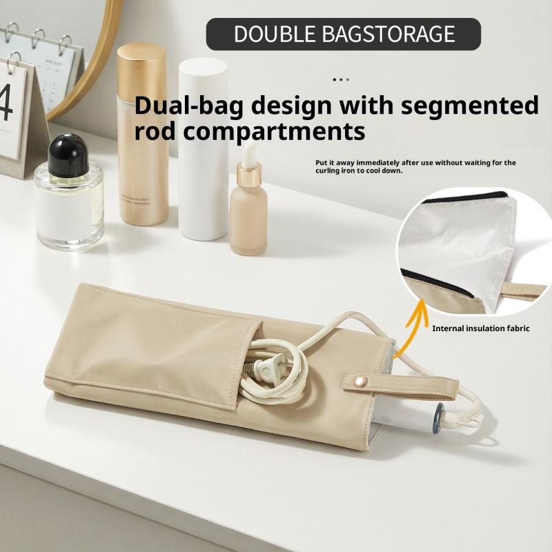 2-In-1 Heat-Resistant Pad And Storage Bag For Hair Curling Irons For Styling Equipped With Zipper Suspension Suitable For Desk