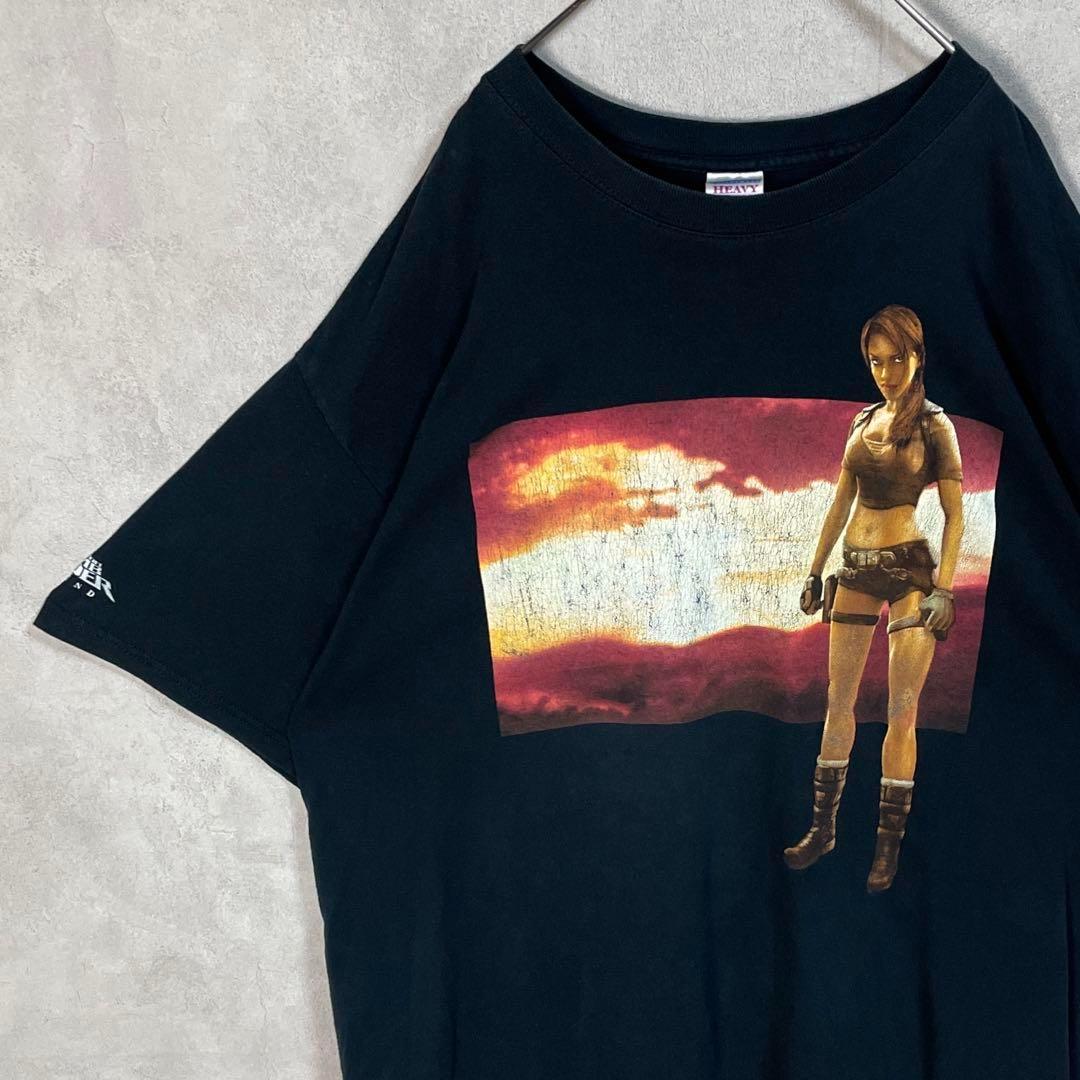 

[USED] Vintage 00s Tomb Raider short-sleeved shirt, black, from the anime and video games