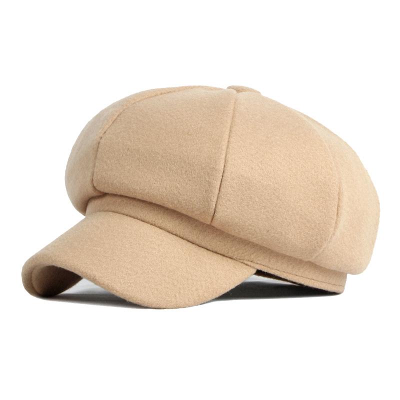 

Шапка женская, осенне-зимняя легкая пластинчатая шерстяная восьмиугольная кепка, берет с утиным языком, женская кепка газетчика хаки