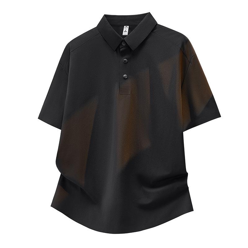 Polo shirt men s ice silk nylon high-end seamless business casual ice-feel lapel men s short-sleeved T-shirt quick-drying 2XL