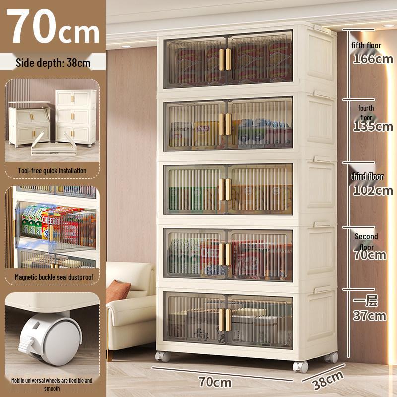 Folding Multi-Layer Plastic Storage Cabinet for Bedroom & Living Room