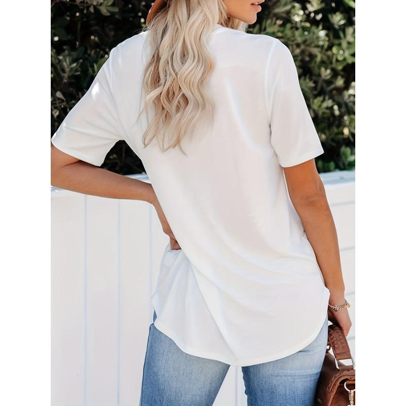 European sizes Cartoon Koala Print T-Shirt, Casual Crew Neck Short Sleeve Top for Spring & Summer, Women's Clothing