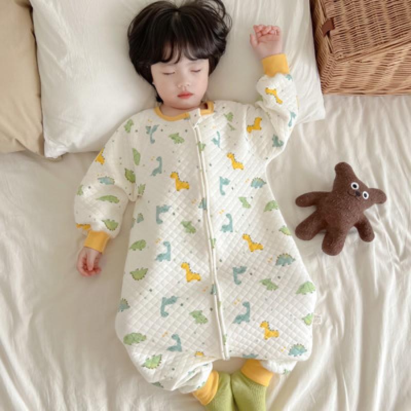 Winter Toddler Sleep Sack With Legs Cotton Pajamas Warm Thickened No-Seam Baby Sleepwear 1-3 Years