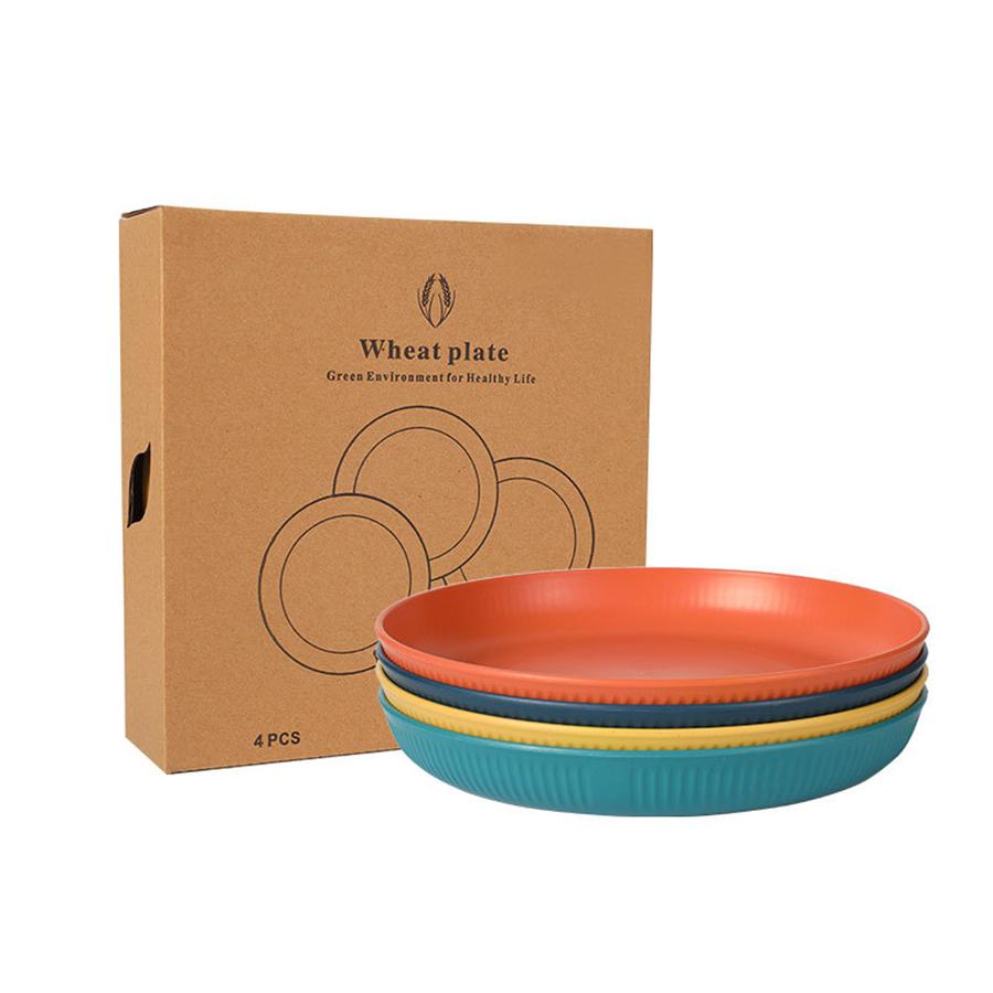 Wheat Straw Dinnerware Set Eco-friendly Safety Plates Cups Bowels Home Party Tableware Set Outdoor Camp Candy Colour Gift