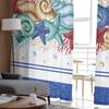 Sommerliche Marine-Aquarell-Seestern-Muschel-Korallenblau-Tüll-Fenstervorhänge für Schlafzimmer, Luxus-Vorhänge im Wohnzimmer, Chiffon-Paneele