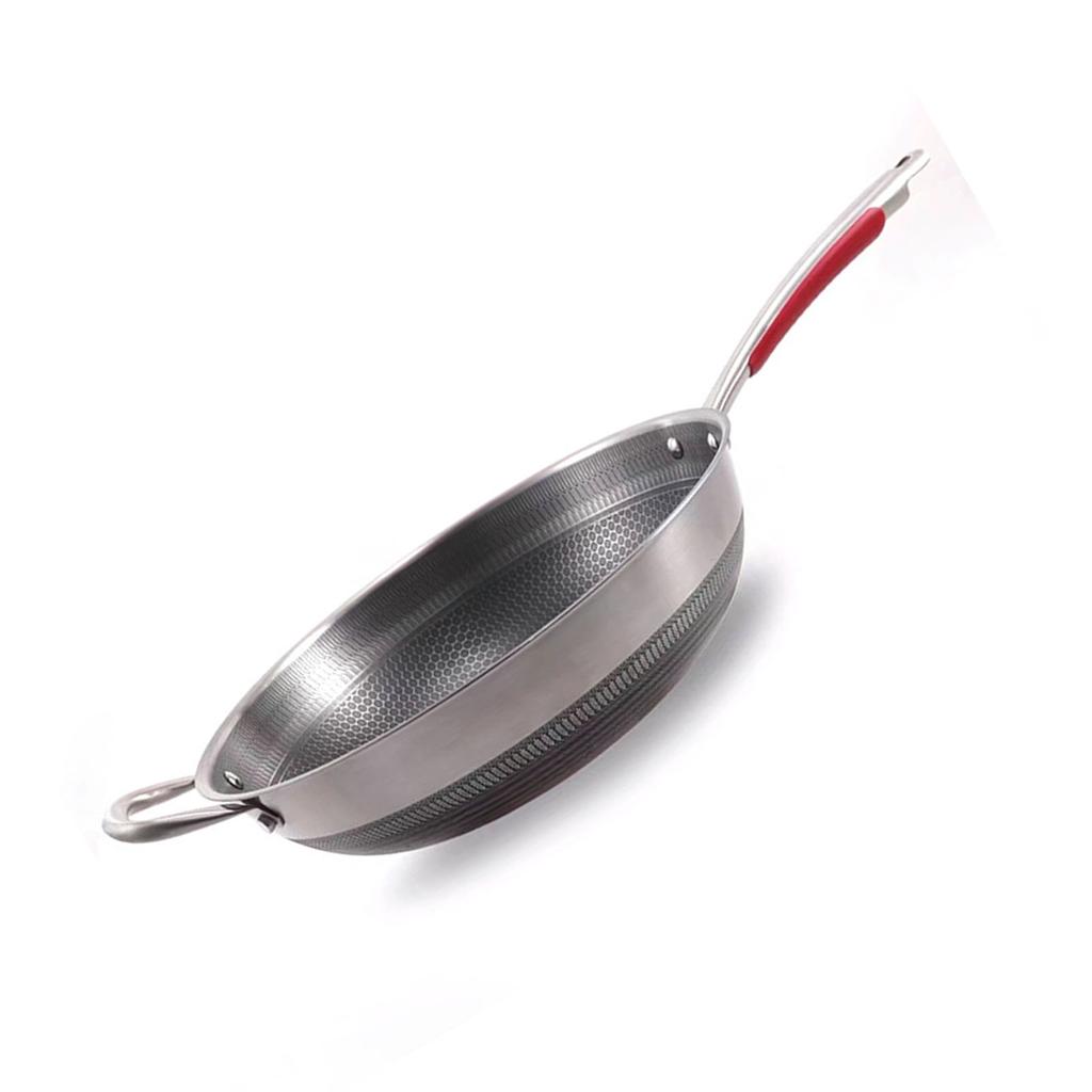 Edelstahl Bratpfanne Gleichmäßig Erhitzt Runder Boden Umweltfreundliches Kochen Sautépfanne Küchengeschirr