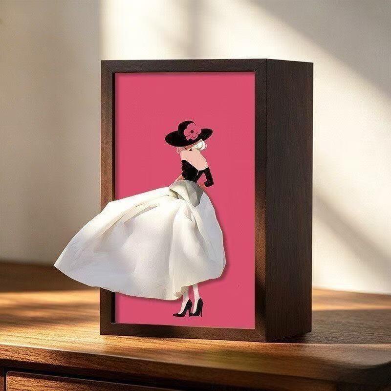 Ballet Dance Wooden Tissue Box Holder With Creative Cartoon Design For Home Decor