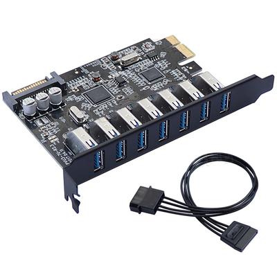 USB 3.0 PCI-E Expansion Card Adapter 7 Ports Hub Adapter External Controller Kit