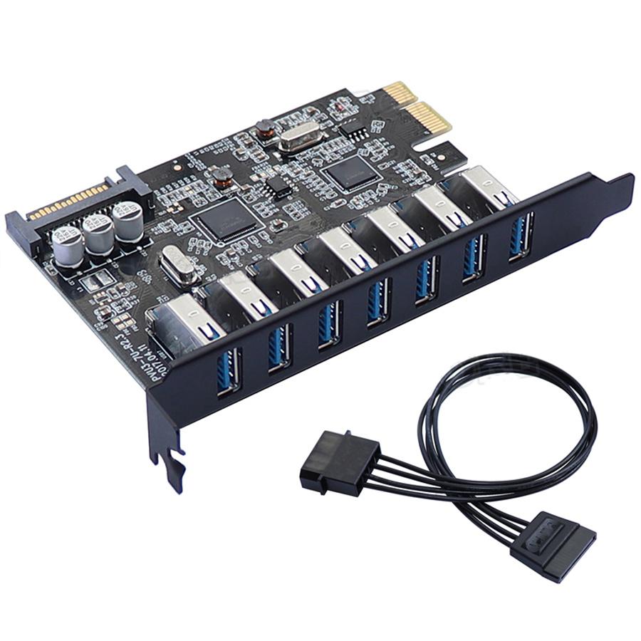 SuperSpeed USB 3.0 7 Port PCI-E Express Card with a 15pin SATA Power Connector PCIE Adapt VL805 and VL812 Chipsets