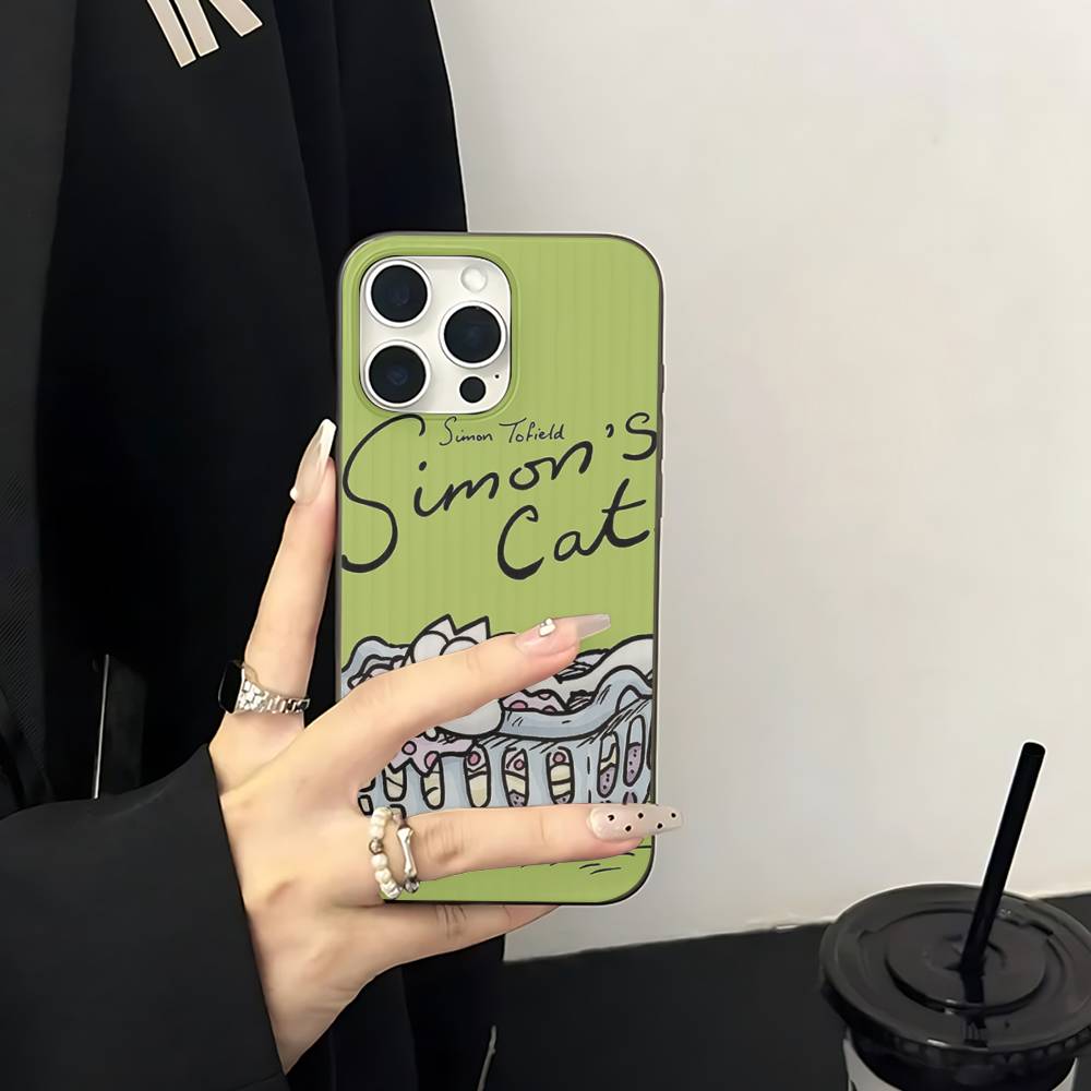 

S-Simons Cat Character For Phone 17 16 15 14 13 12 11 Pro Max Plus Pro Air Phone Case Corrugated Stripe Back Cover iPhone 15pro max