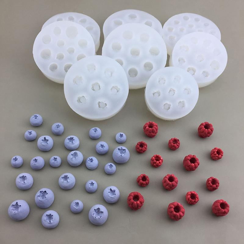1 pieza Molde de silicona 3D Arándano Frambuesa Diy Simulación Fruta Molde Fondant