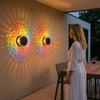 Solar Wall Light, 7 Color Changing Metal Fence Lamp with Projection, Outdoor Waterproof Garden Light for Yard Patio Column Decor
