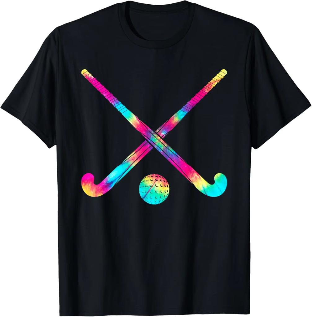 Field Hockey Stick and Ball with Trendy Tie Dye Print TShirt Print On DeUnisexd Graphic T Shirts Unisexs Clothing Camisas