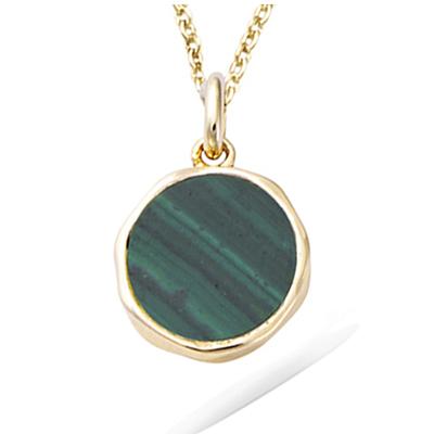 [R4193] - Gold Plated Pendant 'Cléopatra' Golden Green (malachite) - 11 Mm