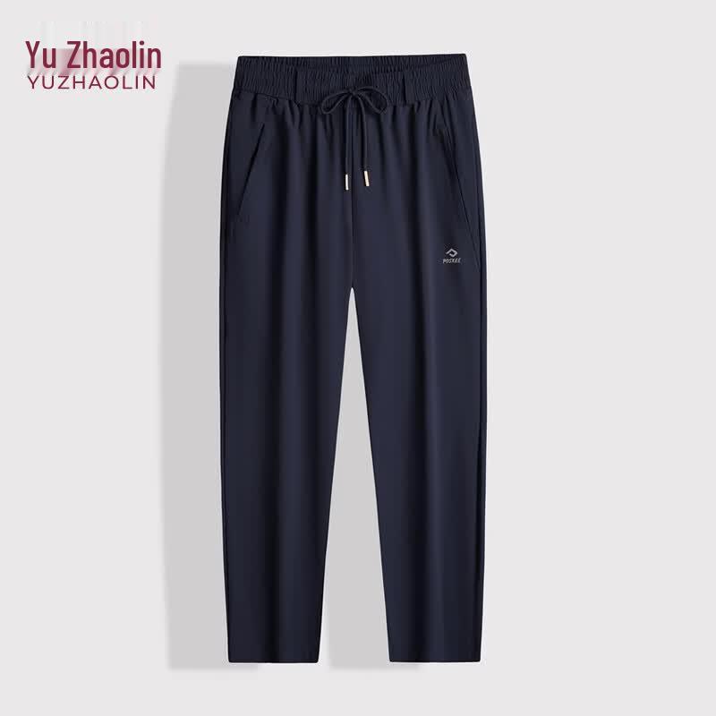 YUZHAOLIN Men s Ice Silk Tapered Casual Drawstring Pants 4XL