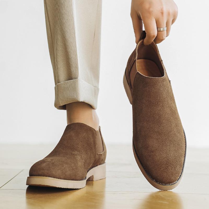 Fashion Luxury Men's Shoes High Quality Suede Casual Shoes Oxford Office Shoes Chelsea Short Boots for Men Slip-On Business Dress Boots
