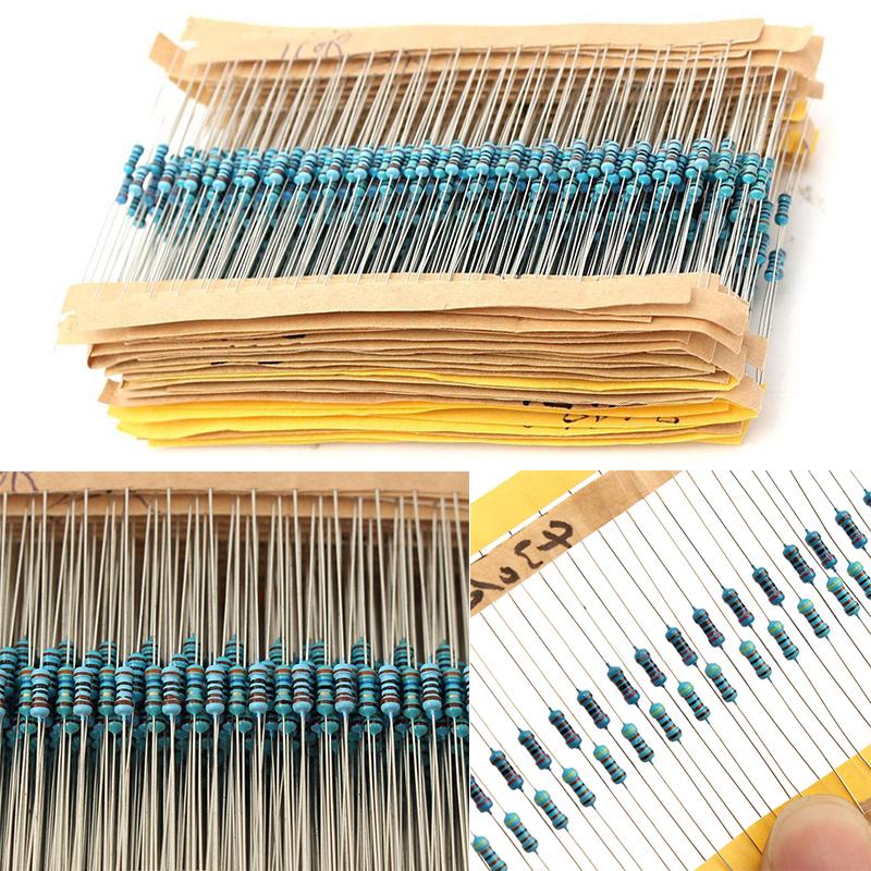 1000pcs1//4W 0.25W metal film resistor 1R~910R ohm five color ring resistance ±1/%