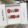 New Year's Red Wearable Armor Short Light Bulb Cat's Eye Sequins Hand-painted Burgundy Flower Detachable Manicure Fake Nails