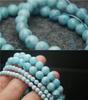 Aquamarine Turtle Shell Bead Bracelet, 4mm & 8mm, Unisex Gift.