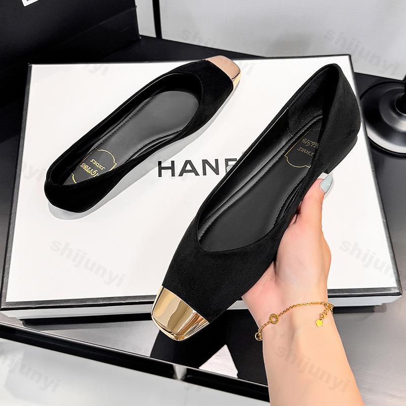 Woman Square Toe Ballerina Flats Faux Suede Leather Shoes Women Flats Non-slip Single Dress Shoes Leopard Print Casual Shoes