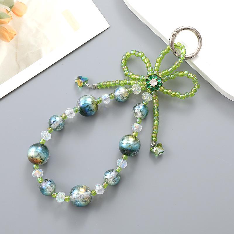 New Pearl Bow Beaded Pendant Phone Case Charm Wrist Strap Lanyard