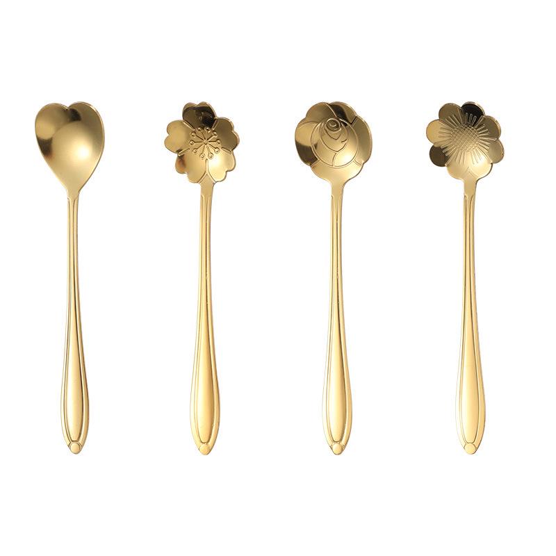 Cherry Blossom Stainless Steel Long Handle Coffee Spoon